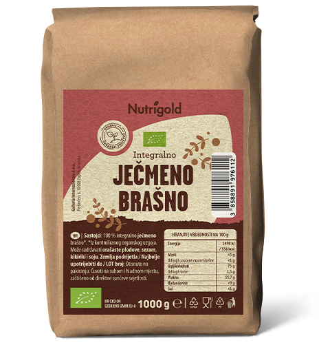 Ječmenova moka Polnozrnata – Ekološka 1000g Nutrigold