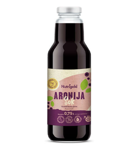 Aronijin sok – Ekološki 750ml Nutrigold