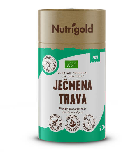 Nutrigold organska ječmenova trava v prahu v pakiranju 200g
