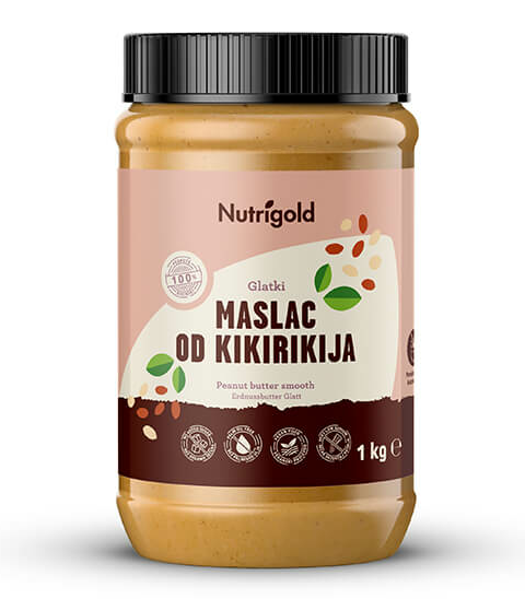 Nutrigold Gladko Arašidovo maslo 100%  v pakiranju 1000 g