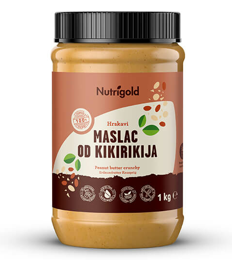Nutrigold hrustljavo Arašidovo maslo 100%  v pakiranju 1000g