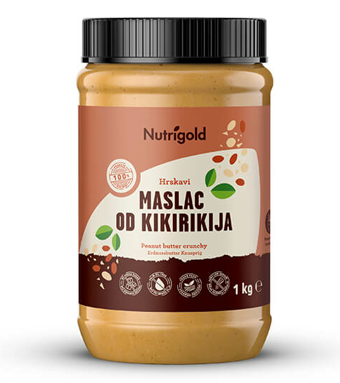 Nutrigold hrustljavo Arašidovo maslo 100% v pakiranju 1000g