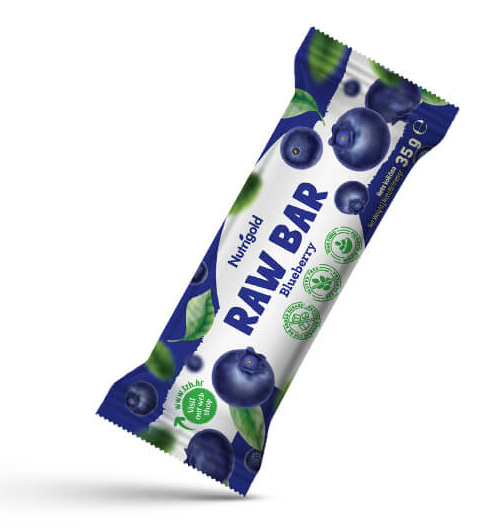 Nutrigold raw bar borovnica v pakiranju 35 g