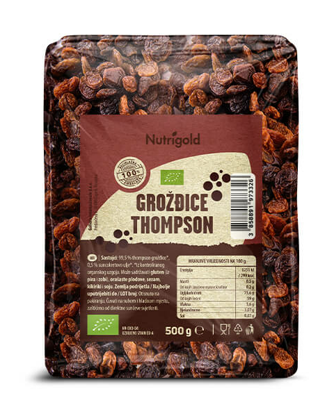 Nutrigold Thompson organske rozine pakiranje 500g 