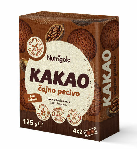 Piškoti brez sladkorja - Kakav 125 g Nutrigold