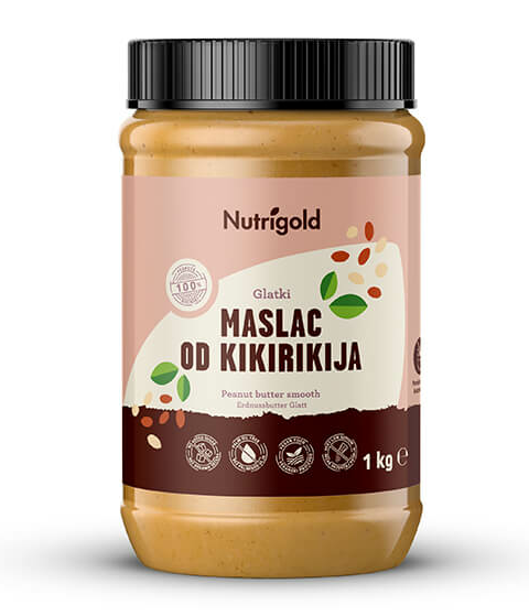 Arašidovo maslo 100% Gladko - 1000g Nutrigold