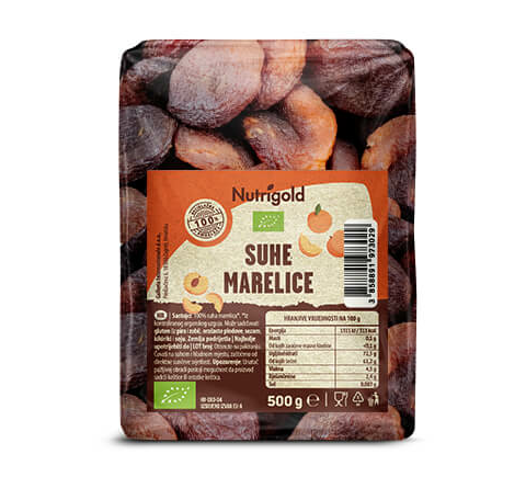 Nutrigold sušene organske marelice  pakiranje  500g 