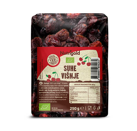 Nutrigold organske suhe višnje pakiranje  250g 