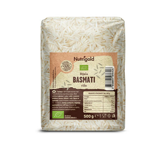 Nutrigold Beli basmati riž eko  pakiranje 500g 