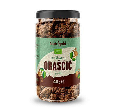 Nutrigold Organski Muškatni orešček v prahu v steklenci 40g 