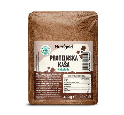 Čokoladna beljakovinska kaša s Chia semeni 400g Nutrigold