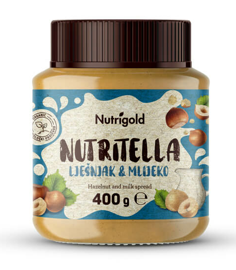 Nutritella namaz iz mleka in lešnikov – ekološki 400 g Nutrigold
