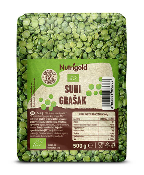 Suhi grah Zeleni - Ekološki 500g Nutrigold