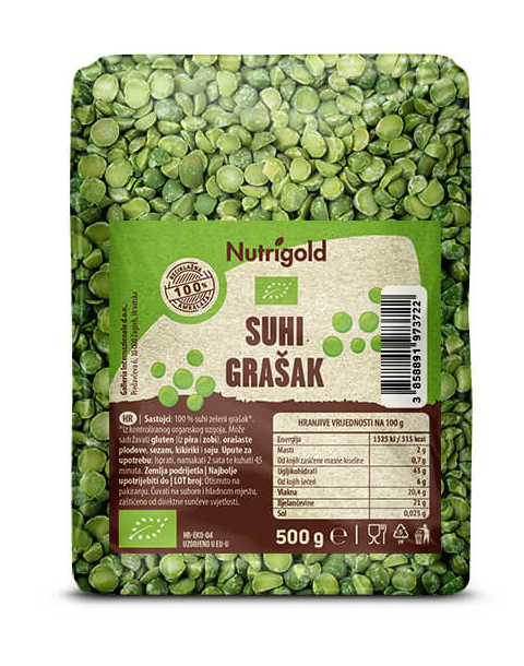 Suhi grah Zeleni - Ekološki 500g Nutrigold
