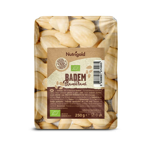 Blanširani Mandlji - Ekološki 250g Nutrigold