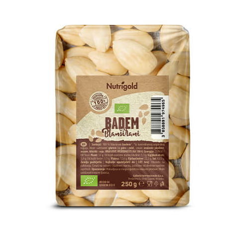 Blanširani Mandlji - Ekološki 250g Nutrigold