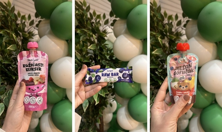 Nekateri od brezplačnih Nutrigold izdelkov ob otvoritvi trgovine