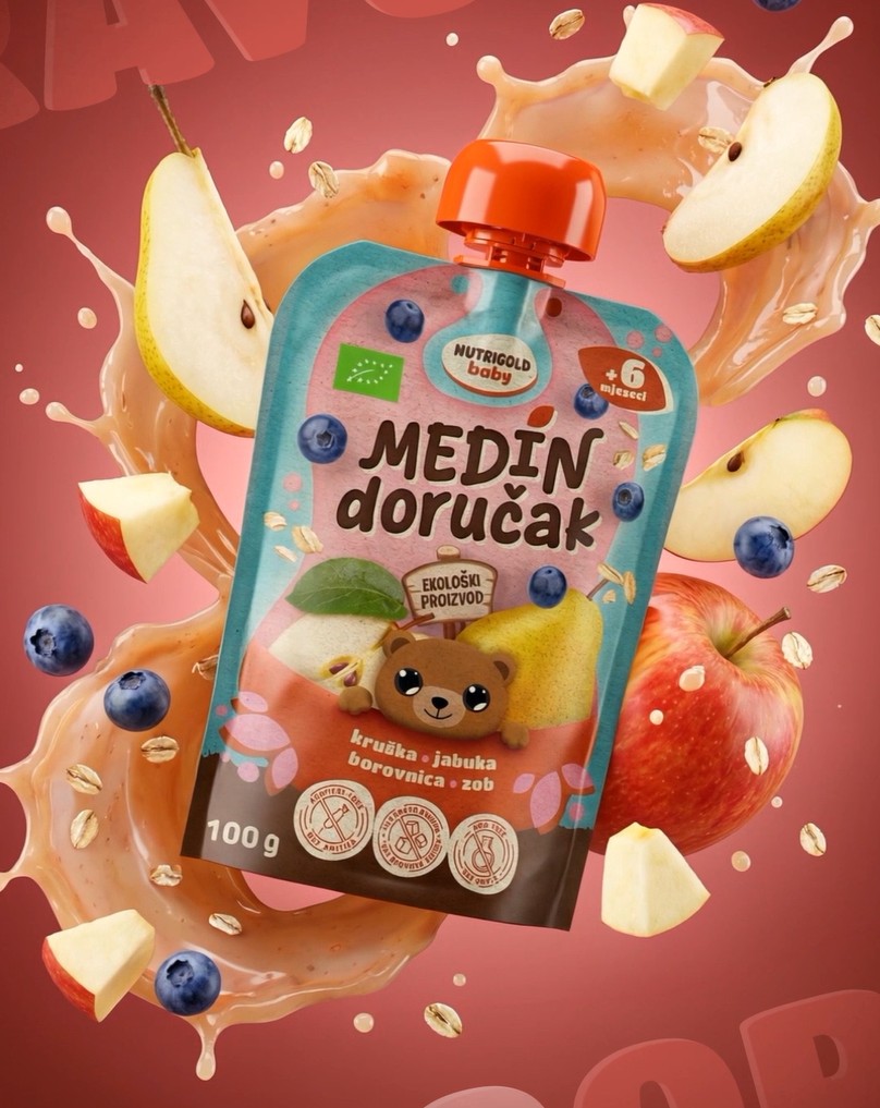 Sadna kaša Medvedkov zajtrk - Ekološka 100 g Nutrigold Baby