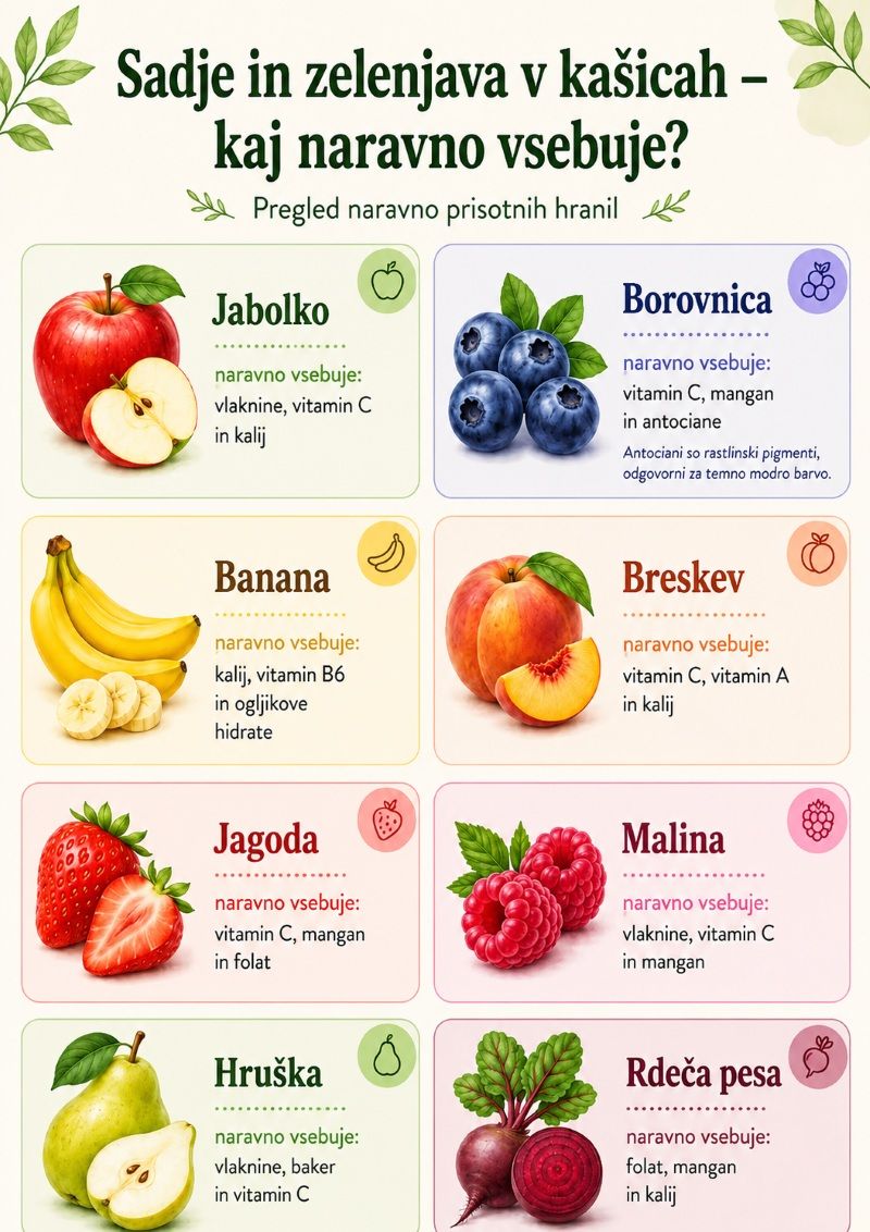 sadje in zelenjava v Nutrigold sadnih kašah