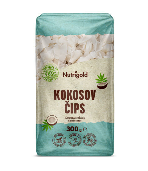 Kokosov čips Nesladkan - Ekološki Nutrigold 300g