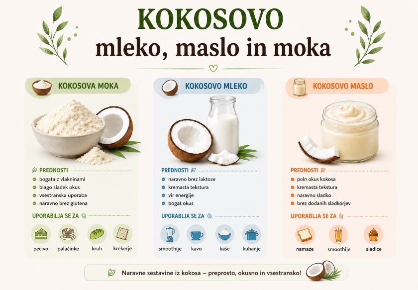 Kokosovo mleko, maslo in moka