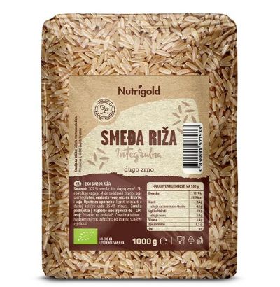 Polnozrnati rjavi riž Dolgozrnati - Ekološki 1000 g Nutrigold