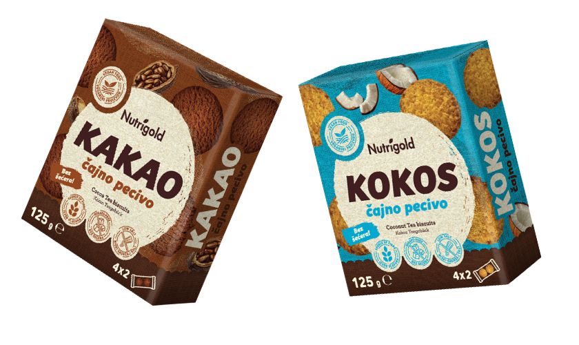 Nutrigold čajnimi piškoti brez dodanega sladkorja - kakav in kokos