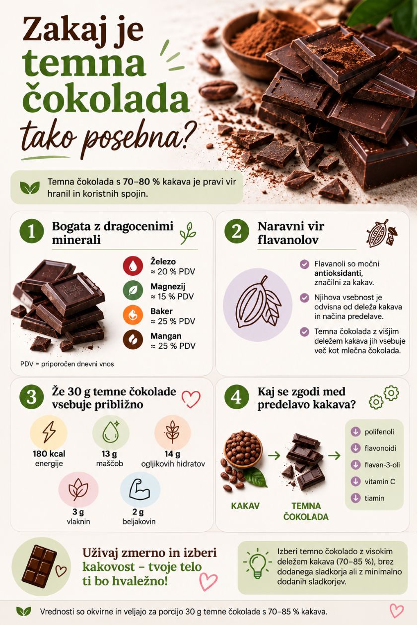 Temna čokolada infografika