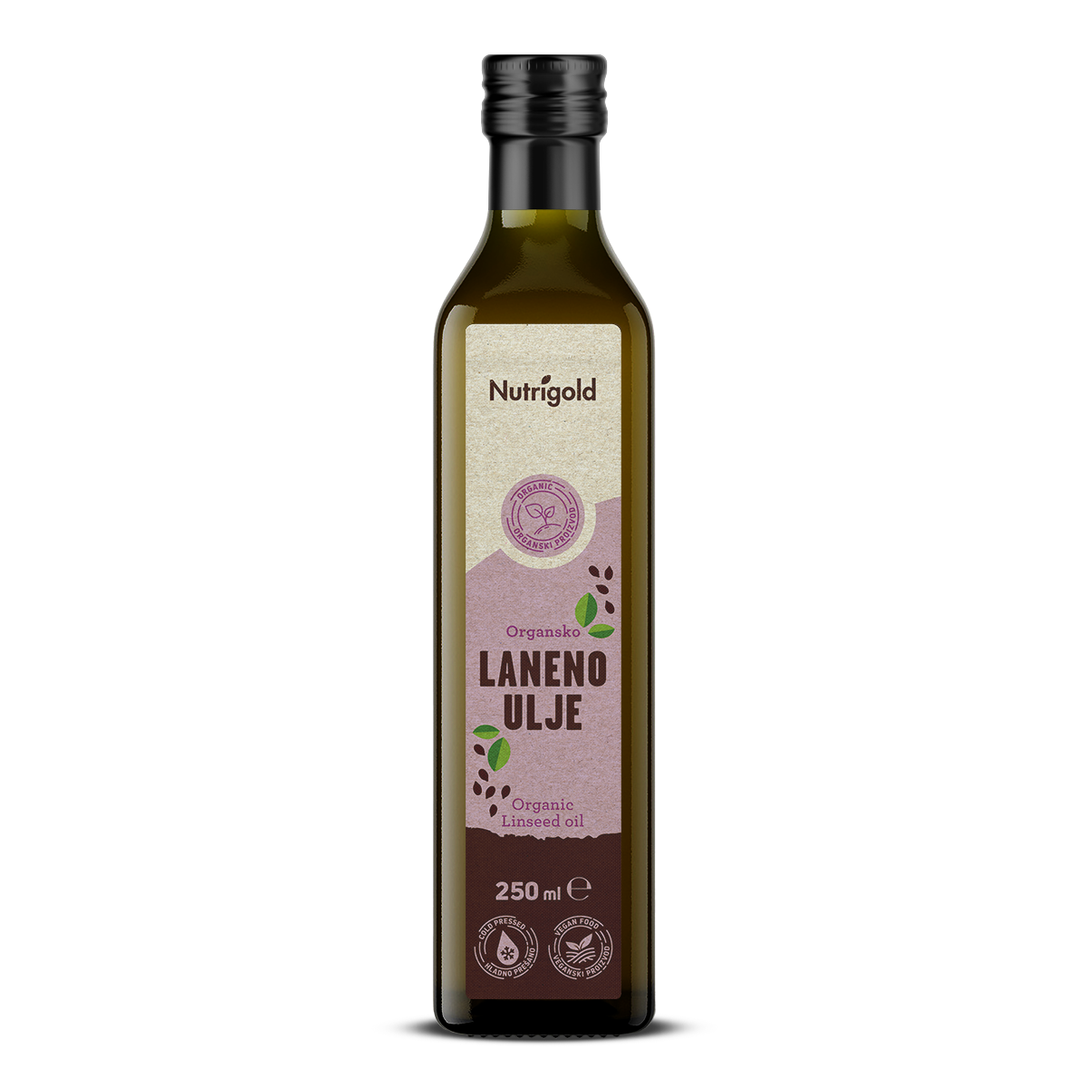 Laneno olje Hladno stiskano – Ekološko 250 ml Nutrigold