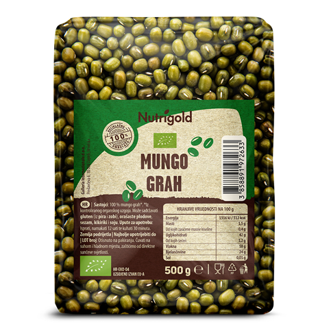 Mungo fižol - Ekološki 500 g Nutrigold