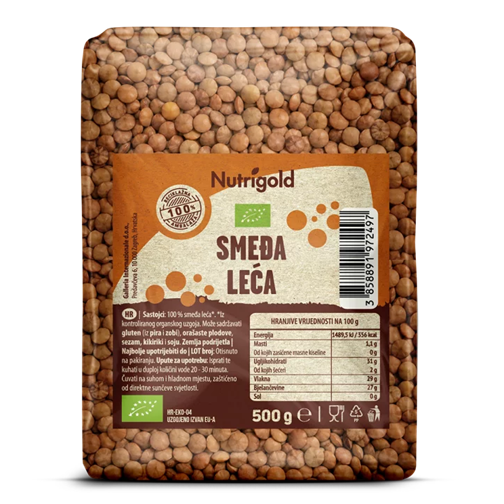 Rjava leča - Ekološka 500 g Nutrigold