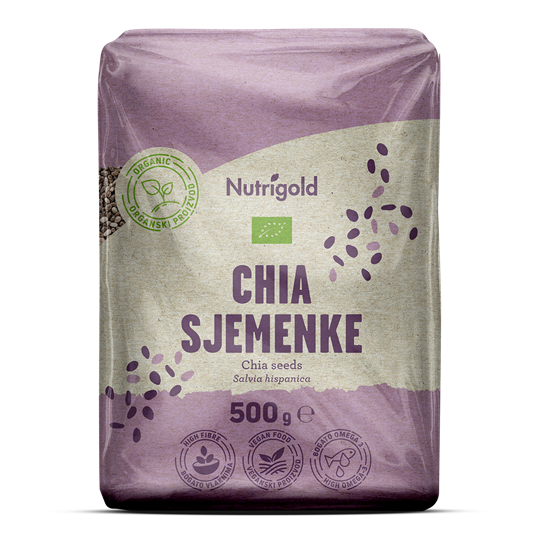 Chia semena – Ekološka 500 g Nutrigold