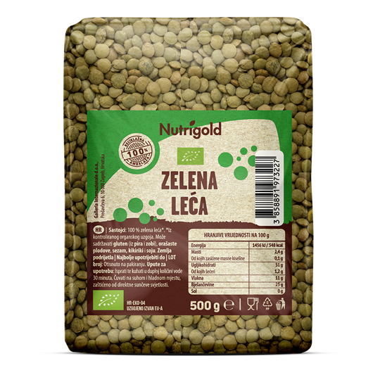 Leča zelena - Ekološka 500 g Nutrigold