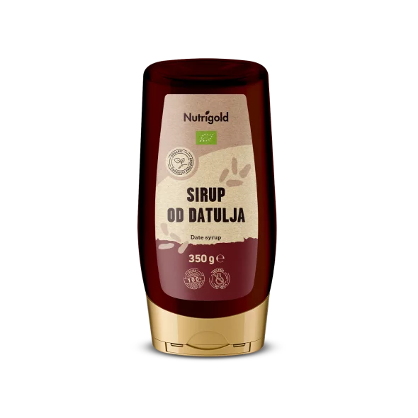Nutrigold ekološki datljev sirup v prozorni plastenki, 350g.