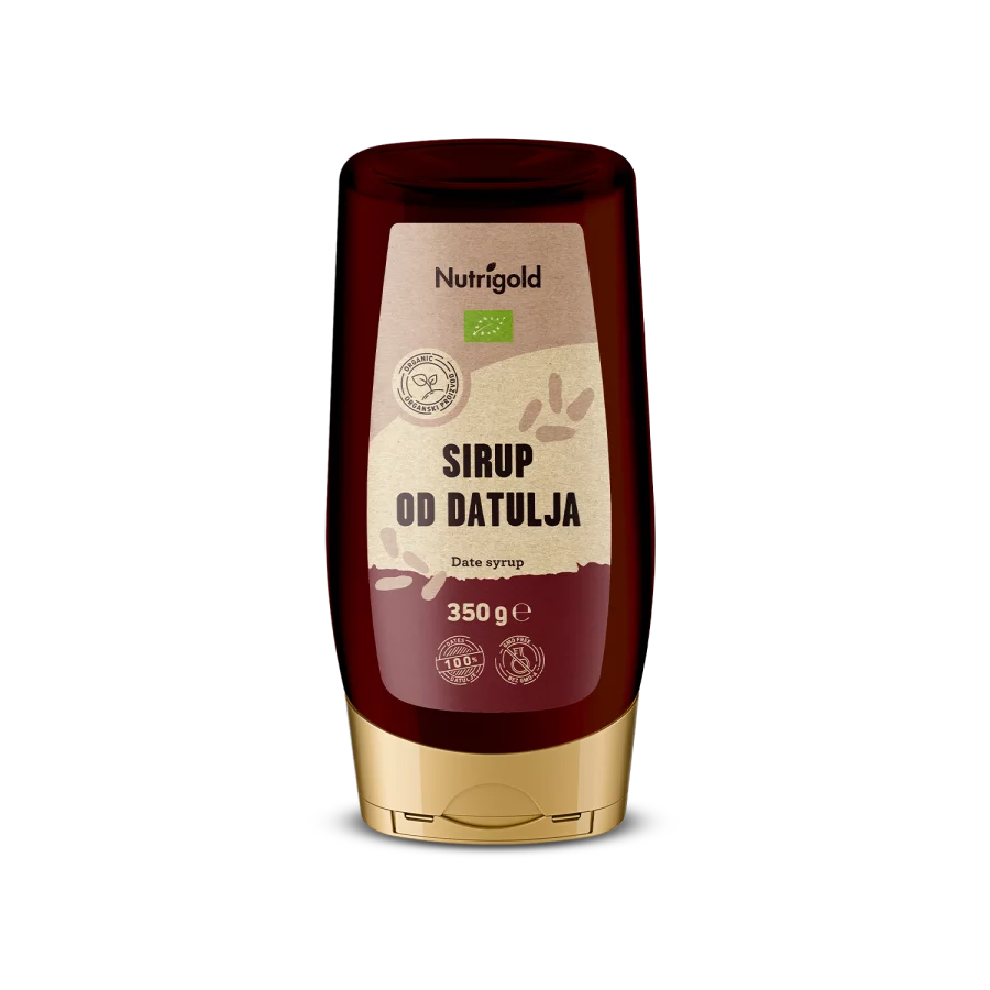 Nutrigold ekološki datljev sirup v prozorni plastenki, 350g.