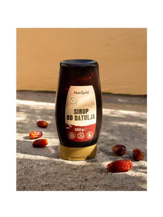 Nutrigold ekološki datljev sirup v prozorni plastenki, 350g.