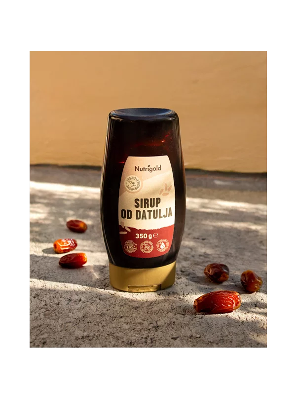 Nutrigold ekološki datljev sirup v prozorni plastenki, 350g.