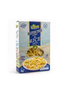 Sam Mills testenine iz koruze in riža v obliki peresnikov brez glutenav kartonski embalaži, 250g
