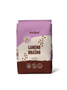 Nutrigold lanena moka v rjavi papirnati embalaži. 1000g.