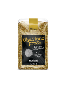 Nutrigold oluščeno proso v prozorni plastični embalaži, 1000g.