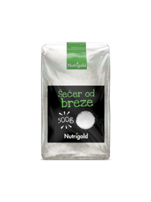 Nutrigold brezov sladkor v prozorni plastični embalaži, 500g.