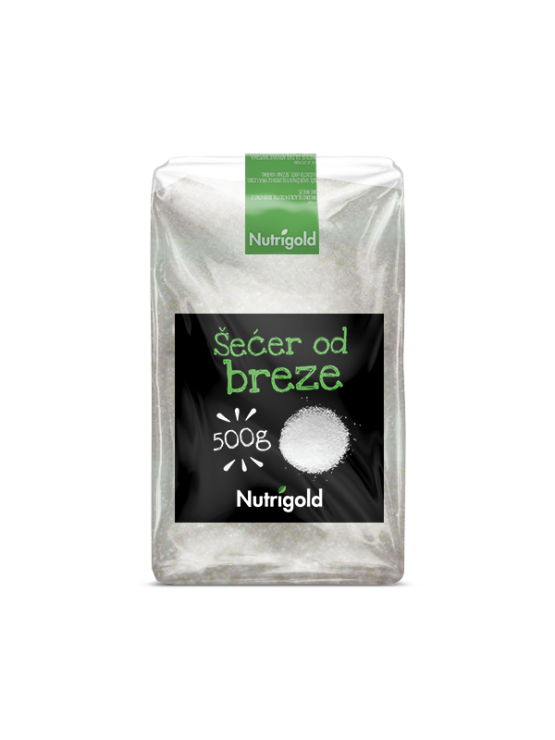 Nutrigold brezov sladkor v prozorni plastični embalaži, 500g.