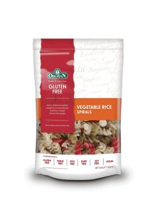 Orgran riževe testenine z zelenjavo v obliki svedrov v plastični embalaži, 250g.