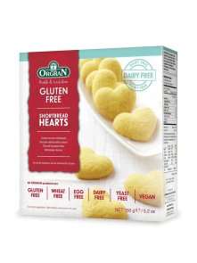 Orgran piškoti z vanilijo v obliki srca v kartonski embalaži, 150g.