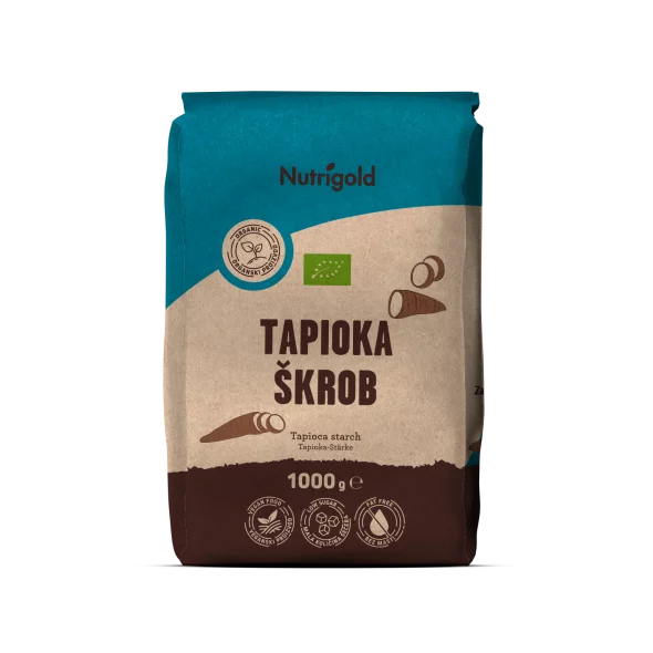 Nutrigold ekološki tapiokin škrob v rjavi papirnati embalaži,  1000g.
