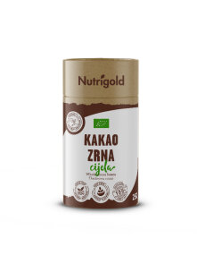 Nutrigold ekološka cela kakavova zrna v rjavi embalaži, 250g.