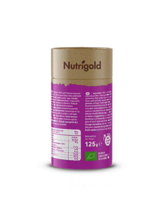 Nutrigold ekološki acai v prahu v rjav ivaljkasti kartonski embalaži, 125g.