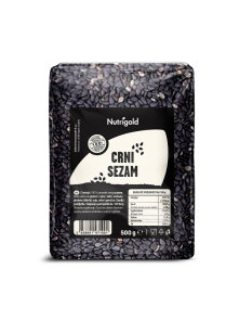 Nutrigold črni sezam v prozorni plastični embalaži, 50g.
