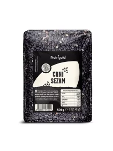 Nutrigold črni sezam v prozorni plastični embalaži, 50g.