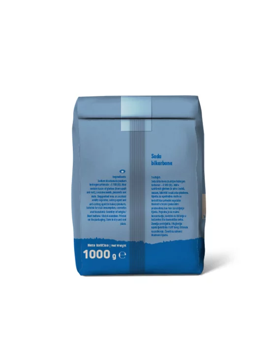 Nutrigold soda bikarbona v rjavi papirnati embalaži, 1000g.